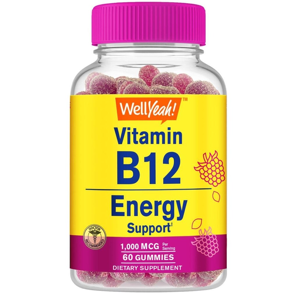 Gomas de vitamina B12 WellYeah 1000mcg para energia 60 unidades