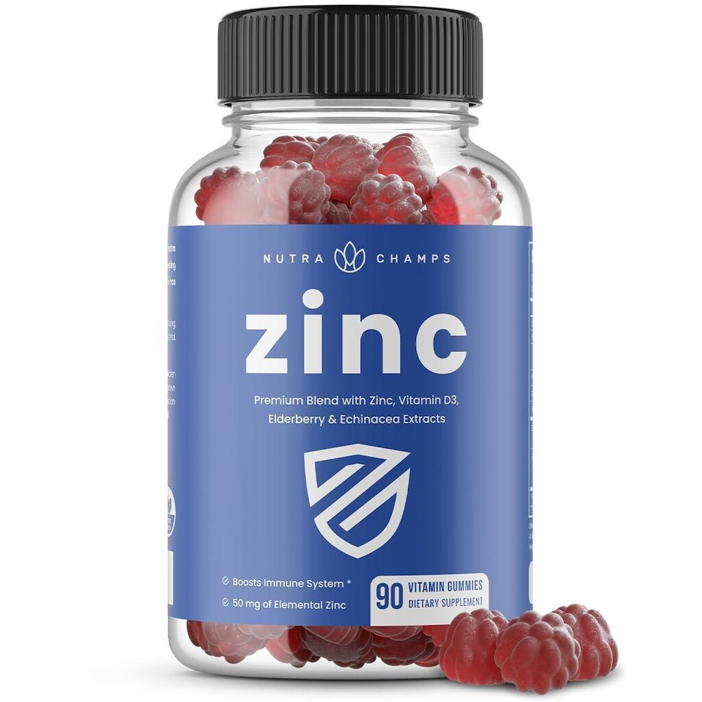 Gomas de zinco NutraChamps 50 mg com vitamina D3 2000 UI 90 unidades
