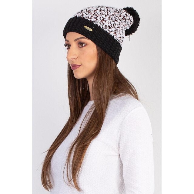 Gorro feminino de malha com pompom 60020 - Preto