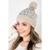 Gorro feminino de malha com pompom 61339 - Bege+Branco