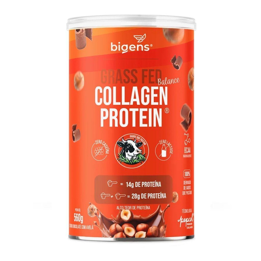 Grass Fed Balance Collagen Protein - 560g Chocolate com Avelã - Bigens