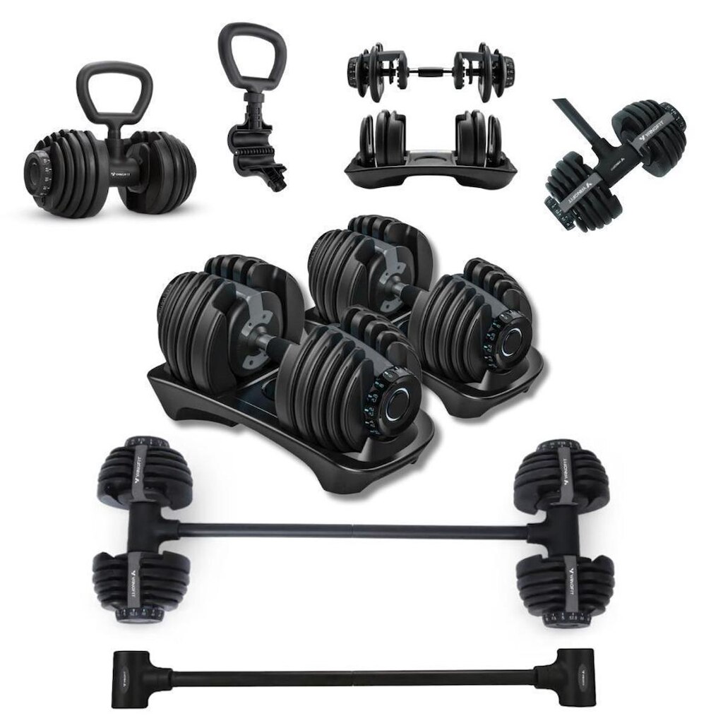 Halter Ajustável Com Barra Anilha Kettlebell 50kg Yangfit