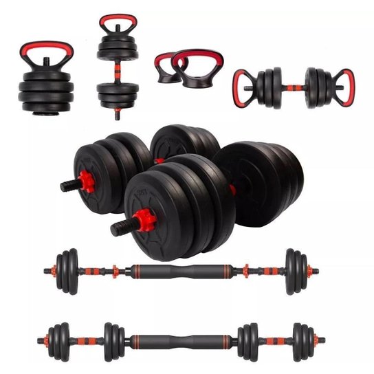 Halter Anilha Barra Kettlebell Kit Musculação 6 Em 1 - 25kg Yangfit - Preto Menor preço em Halter Anilha Barra Kettlebell Kit Musculação 6 Em 1 - 25kg Yangfit - Preto