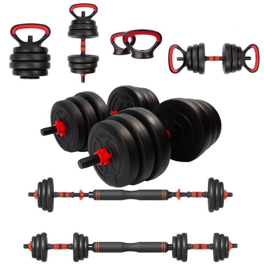 Halter Anilha Barra Kettlebell Kit Musculação 6 Em 1 - 30kg Yangfit - Preto Menor preço em Halter Anilha Barra Kettlebell Kit Musculação 6 Em 1 - 30kg Yangfit - Preto