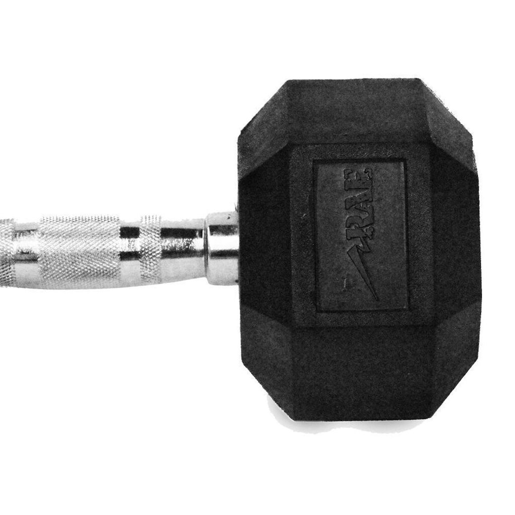 HALTER DUMBELL EMBORRACHADO SEXTAVADO CROMADO DE 9KG RAE