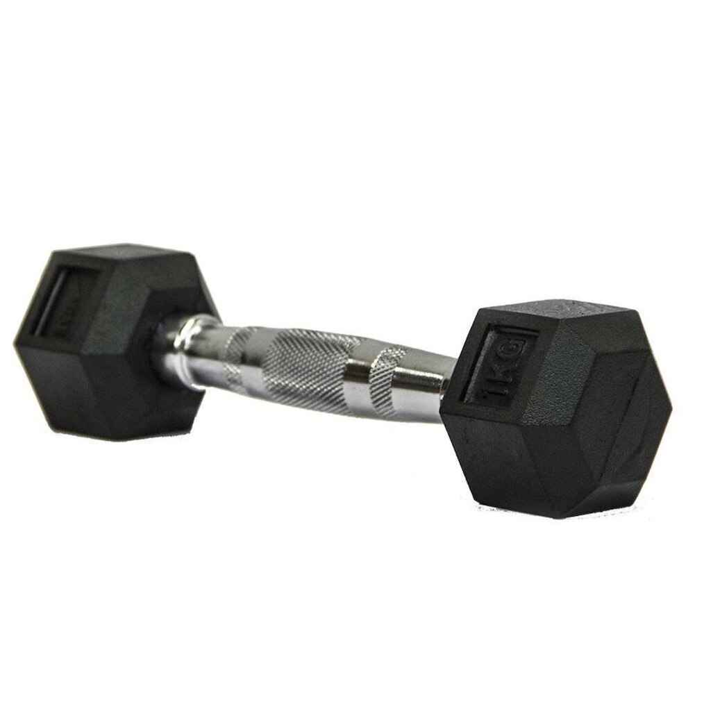 Halter Dumbell Emborrachado Sextavado Cromado Rae - 1kg