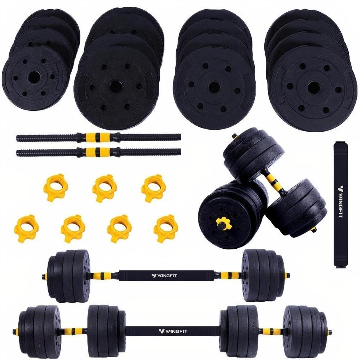 Halteres Anilha Barra Kit Musculação Peso Academia 25kg Yangfit é ruim? Halteres Anilha Barra Kit Musculação Peso Academia 25kg Yangfit é boa?
