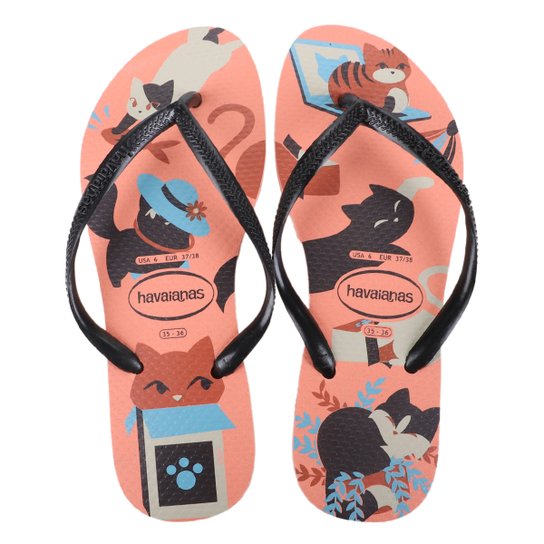 Havaianas Slim Pets - Salmão+Preto Menor preço em Havaianas Slim Pets - Salmão+Preto