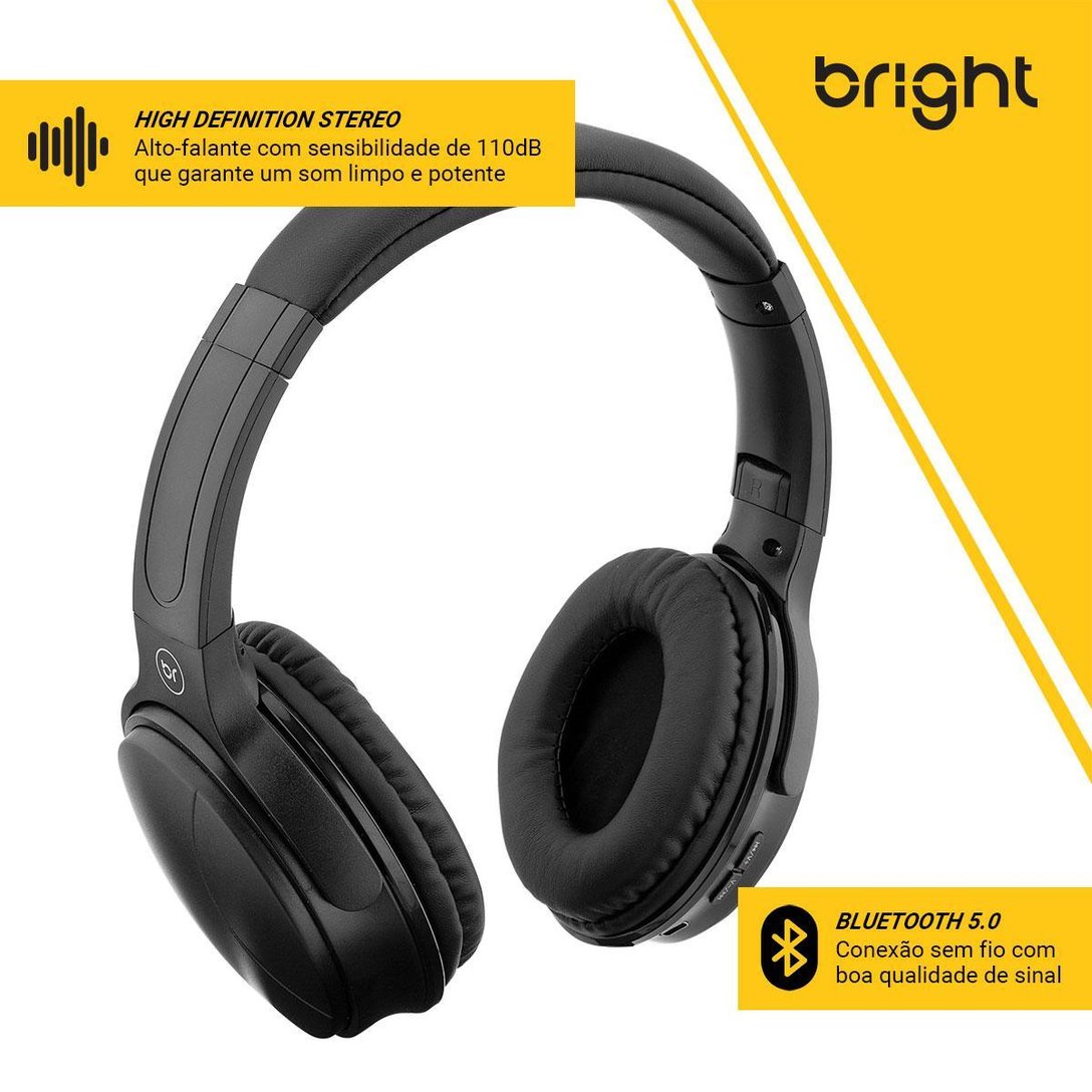 Headphone Bluetooth Bass Fone de Ouvido Sem Fio HP558 Bright Preto