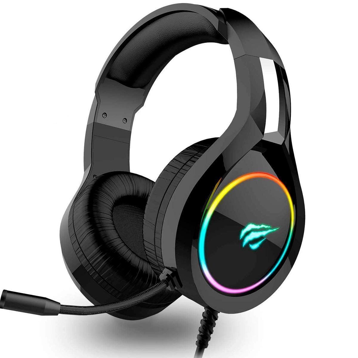 Headset Gamer Havit H2232D - LED RGB - Conector USB e P2 3.5mm - Microfone - Preto - HV-H2232D