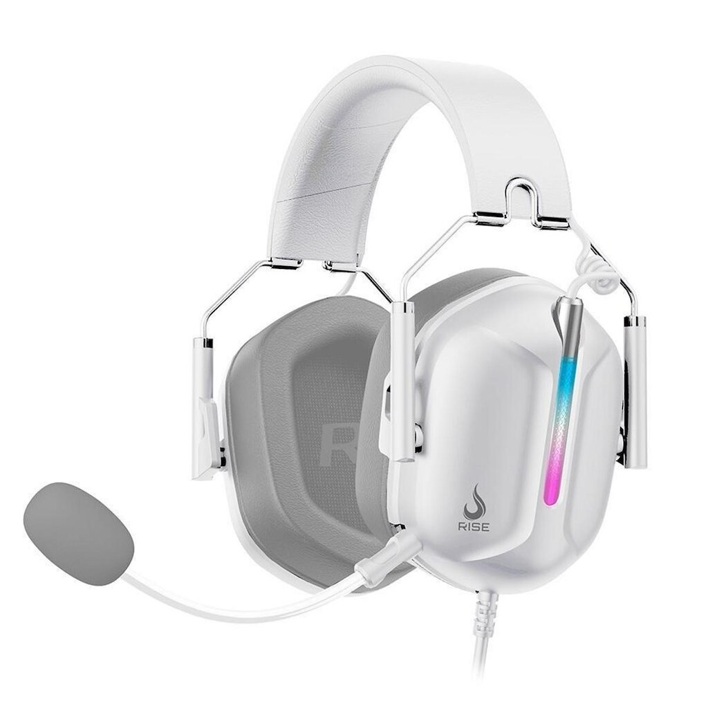 Headset Gamer Rise Mode G1 Special Edition White, Driver 50mm, Led Rainbow, USB e P3 3.5mm,