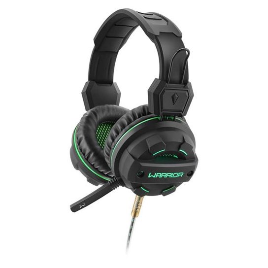 Headset Gamer Warrior Magne P2+USB Com LED - Preto+verde