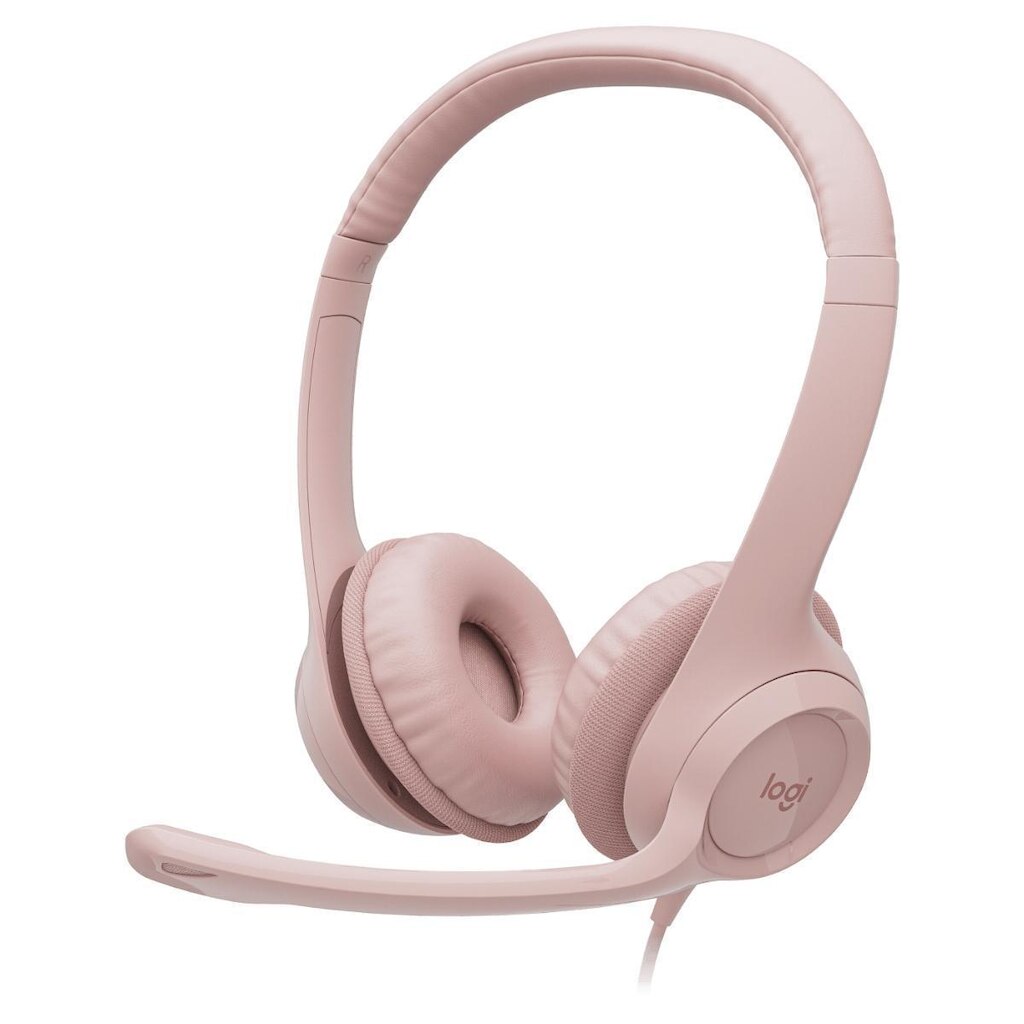 Headset Logitech H390 - Microfone giratório - USB - Cabo 1.9m - Rosa - 981-001280