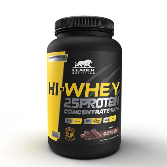 Hi-Whey 25 Protein Concentrate 100% - 900g Chocolate - Leader Nutrition Menor preço em Hi-Whey 25 Protein Concentrate 100% - 900g Chocolate - Leader Nutrition
