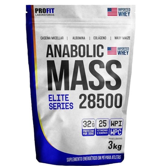 Hipercalórico Anabolic Mass 28500 3Kg Profit - Banana Com Canela Menor preço em Hipercalórico Anabolic Mass 28500 3Kg Profit - Banana Com Canela