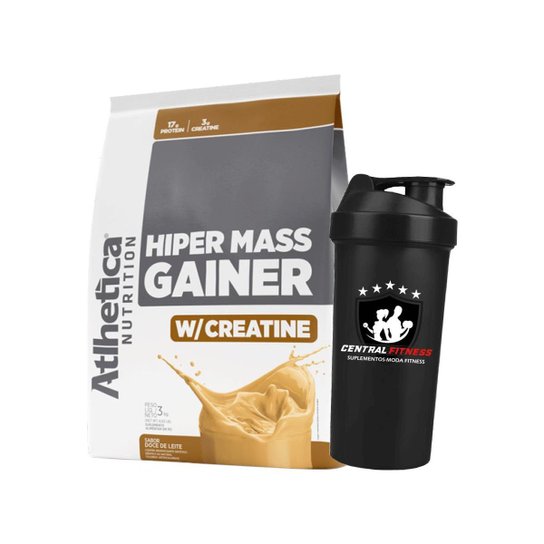 Hipercalórico Hiper Mass Gainer Doce de Leite 3kg + Coqueteleira - Atlhetica Nutrition Menor preço em Hipercalórico Hiper Mass Gainer Doce de Leite 3kg + Coqueteleira - Atlhetica Nutrition