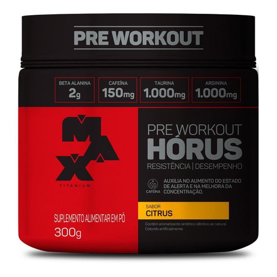 Horus Pre-workout 300g Citrus Max Titanium Menor preço em Horus Pre-workout 300g Citrus Max Titanium