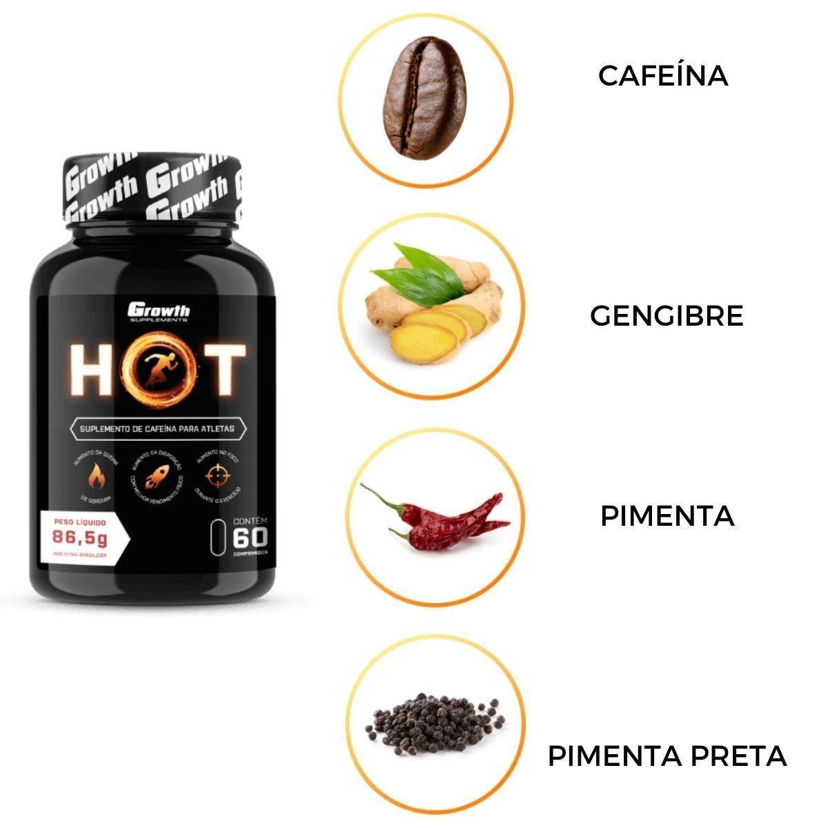 Hot Termogênico 60 Cápsulas Growth Supplements Natural Netshoes
