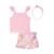 Infanti Conjunto Blusa Canelado e Shorts Saia Rosa - Rosa