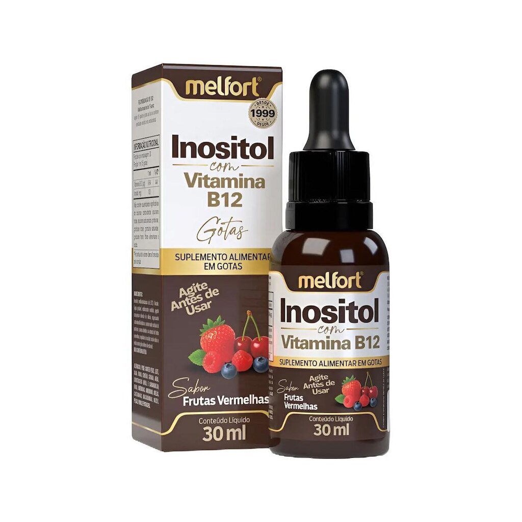 Inositol com Vitamina B12 Metilcobalamina Gotas Frutas Vermelhas 30ml Melfort