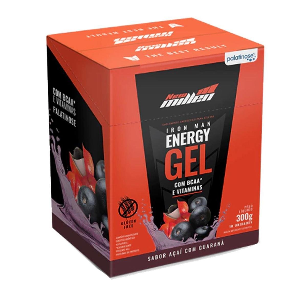 Iron Man Energy Gel New Millen Açaí com Guaraná 10 Sachês N/A Netshoes