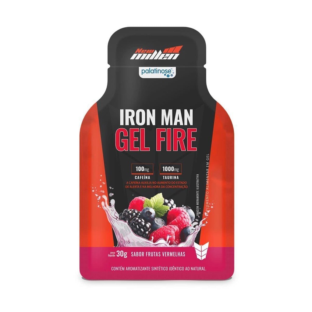 Iron Man Gel Fire - 1 Sachê 30g Frutas Vermelhas - New Millen