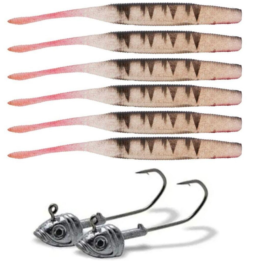Isca Soft Bait Maruri W182 6 Unid + 2 Anzol Jig Head