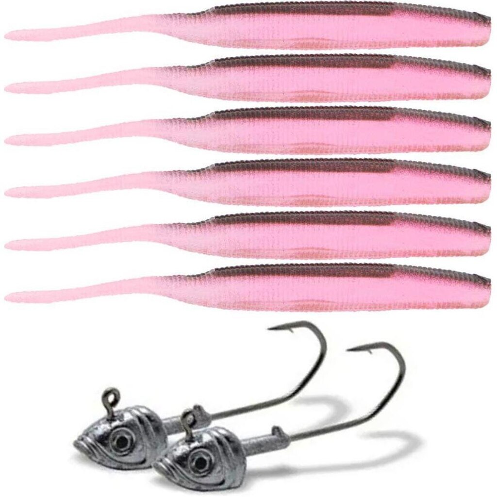 Isca Soft Bait Maruri W182 6 Unid + 2 Anzol Jig Head
