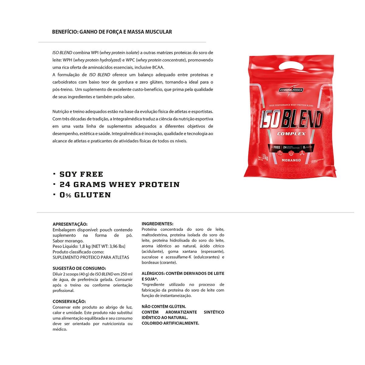 Iso Blend 1,8 Kg IntegralMédica Morango Netshoes