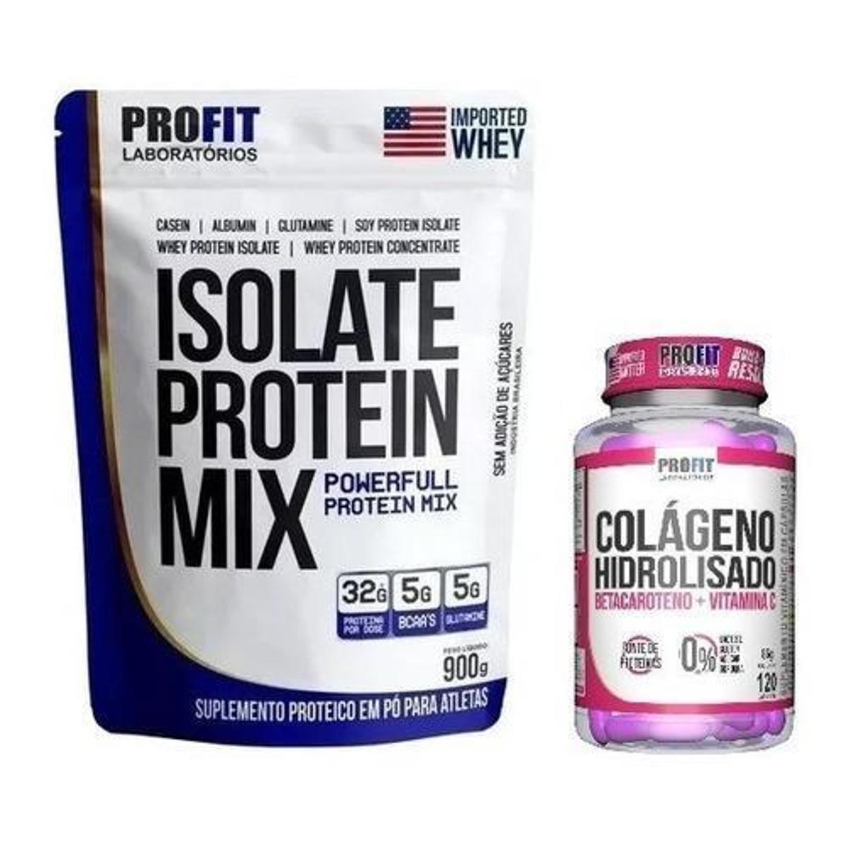 Iso Mix Whey Protein 900g + Colágeno Profit Labs - Morango - undefined ...