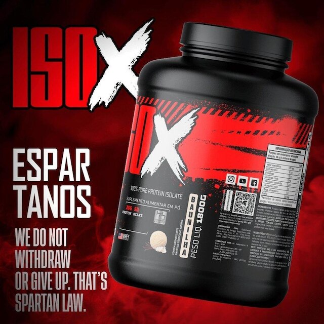 ISO X Whey Protein Isolada Blend Complex 100% Pure Suplemento em Pó 1,8KG - Espartanos