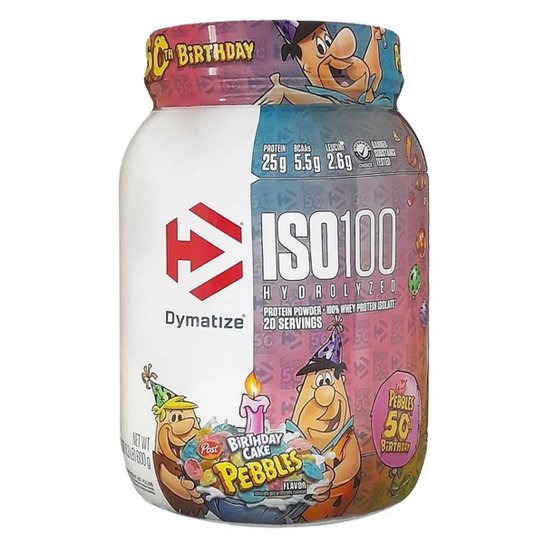 ISO100 WHEY PROTEIN BDAY CAKE PEBBLES 1.3LB 600G DYMATZE Netshoes