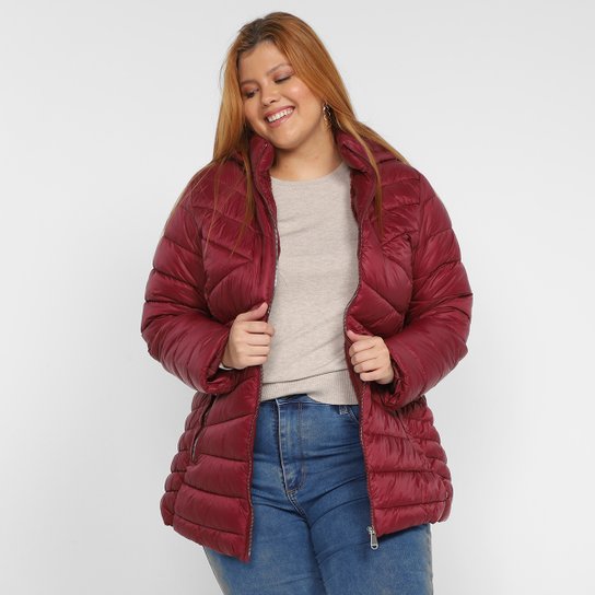 Jaquet Puffer City Lady Plus Size Nylon Capuz Feminina - Vinho Menor preço em Jaquet Puffer City Lady Plus Size Nylon Capuz Feminina - Vinho