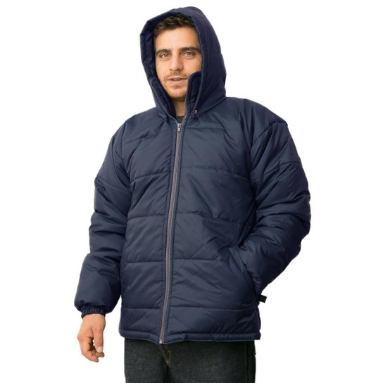 Jaqueta Acolchoada Masculina Impermeável Com Capuz Removível Frio