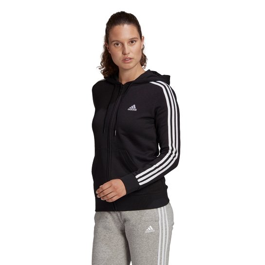 Jaqueta Adidas 3 Listras Feminina - Preto+Branco é ruim? Jaqueta Adidas 3 Listras Feminina - Preto+Branco é boa?