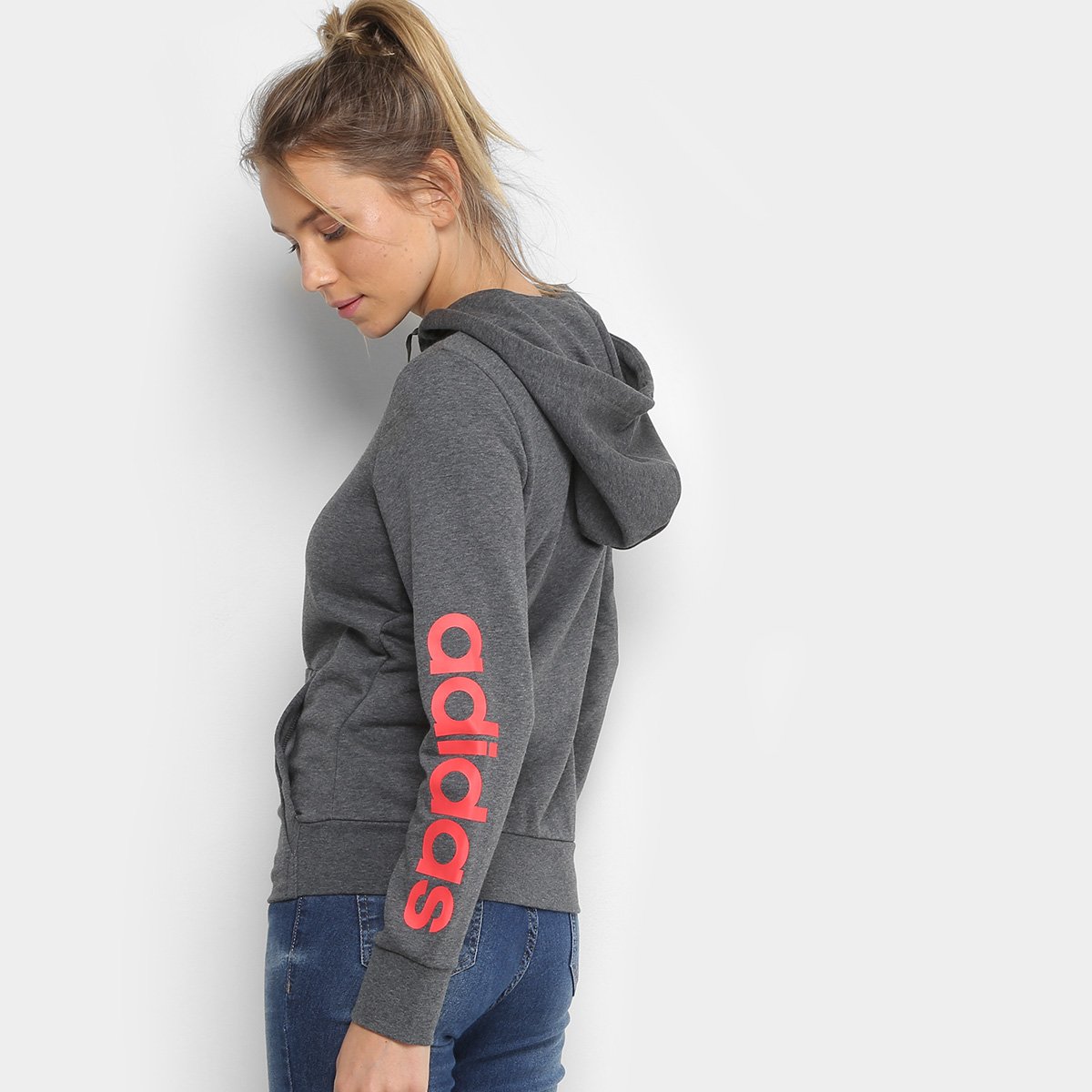 jaqueta adidas feminina cinza