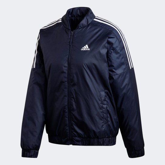 Jaqueta Adidas Essentials Insulated Bomber Feminina - Marinho+Branco Menor preço em Jaqueta Adidas Essentials Insulated Bomber Feminina - Marinho+Branco