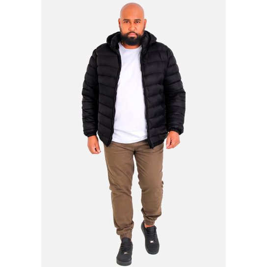 Jaqueta Becker Bobojaco Puffer Nylon Plus Size Impermeável Capuz Removível Masculina