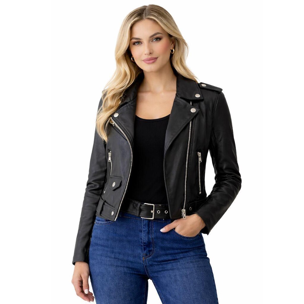 Jaqueta Biker Couro Slim Premium