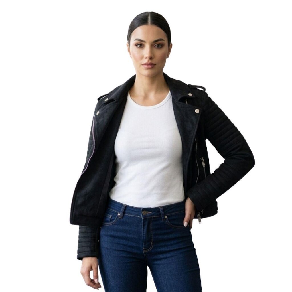 Jaqueta  Biker em Suede Peluciada