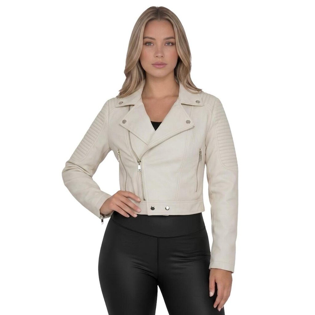 Jaqueta Biker Feminina Suede Ziper Lateral