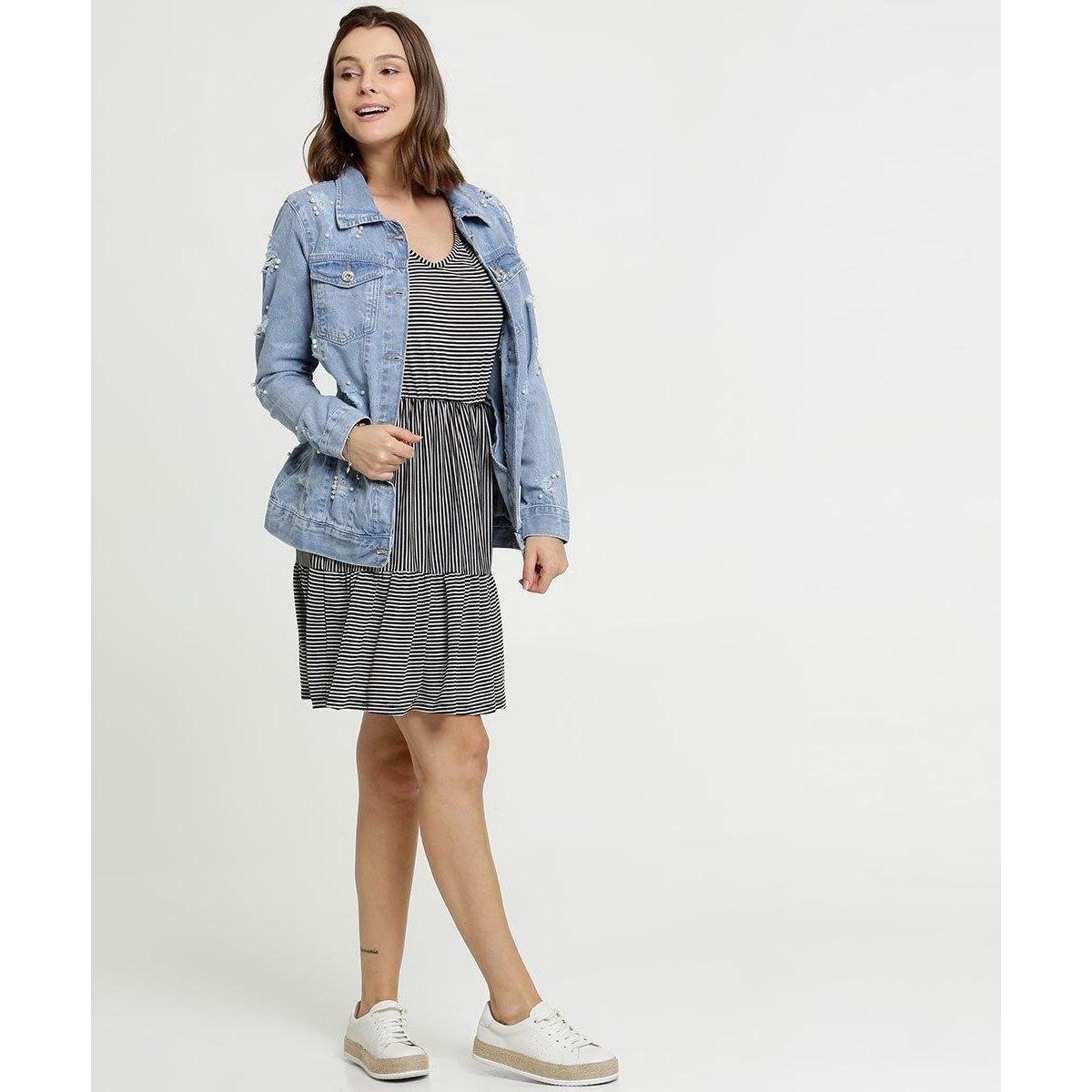 jaqueta feminina jeans destroyed biotipo