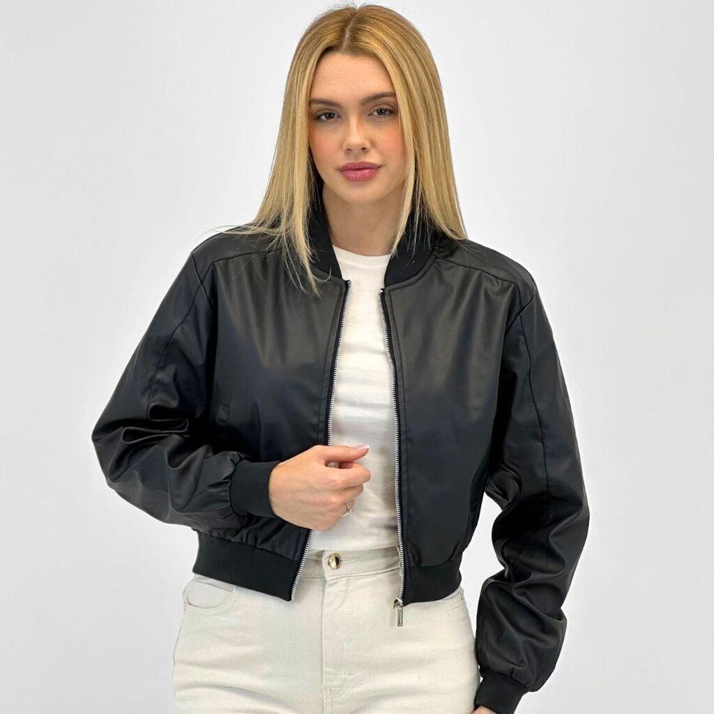 Jaqueta Blue Rose Bomber em P.u Feminina