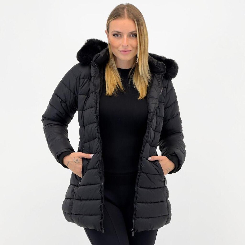 Jaqueta Blue Rose Nylon com Capuz Alongada Feminina