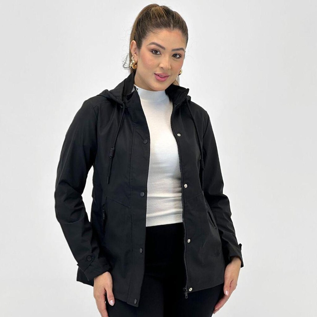 Jaqueta Blue Rose Nylon com Capuz Feminina