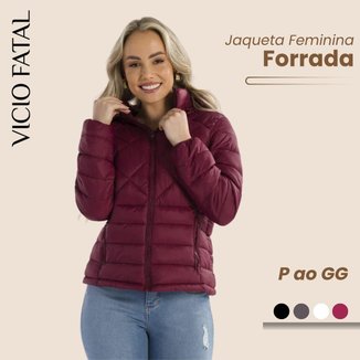 Jaqueta Bobojaco Feminina Nylon Matelassê Forrada Impermeável Inverno Quente Estilo
