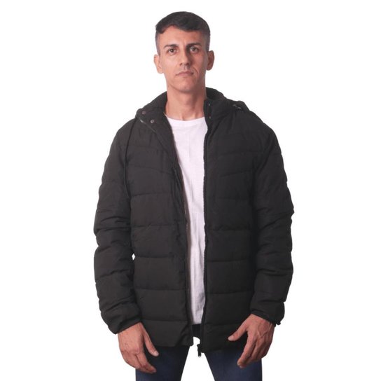 Jaqueta Bobojaco Masculina Acolchoada Com Capuz Removível - Preto Menor preço em Jaqueta Bobojaco Masculina Acolchoada Com Capuz Removível - Preto