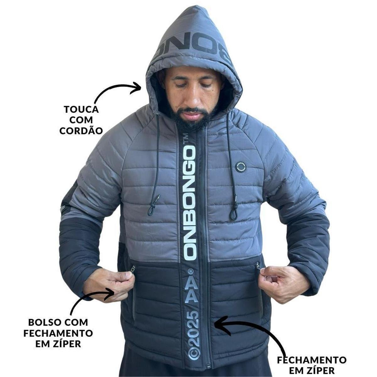 Jaqueta Bobojaco Onbongo Preta/Cinza ON014 Preto Netshoes