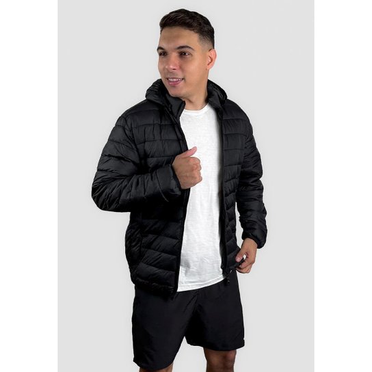 Jaqueta Bobojaco Puffer Acolchoada Impermeável Masculina Capuz - Preto Menor preço em Jaqueta Bobojaco Puffer Acolchoada Impermeável Masculina Capuz - Preto