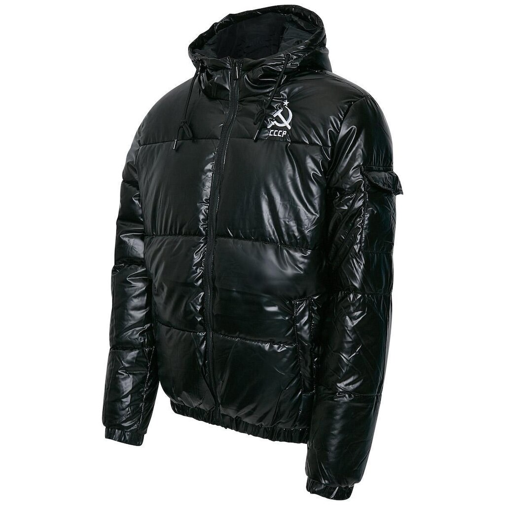 Jaqueta Bobojaco Puffer CCCP Preta com Capuz Masculina